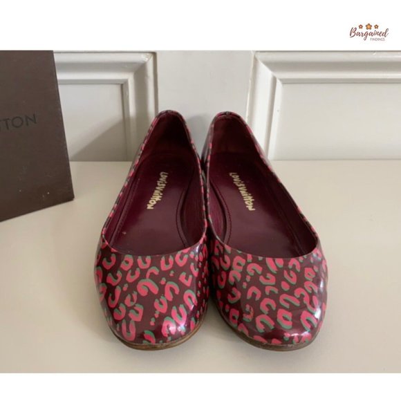 Auth Louis Vuitton Patent Leather Leopard Print Stephen Sprouse Ballet Flats 8.5 - Picture 2 of 13